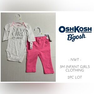 🆕OSHKOSH - 3M - NWT - INFANT GIRLS 2PC FASHION ONESIE AND PANT OUTFIT LOT